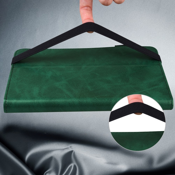 Pouzdro pro Samsung Galaxy Tab S10 Lite / S10 FE / S9 FE / S9, Classic, s prostorem pro stylus, zelené