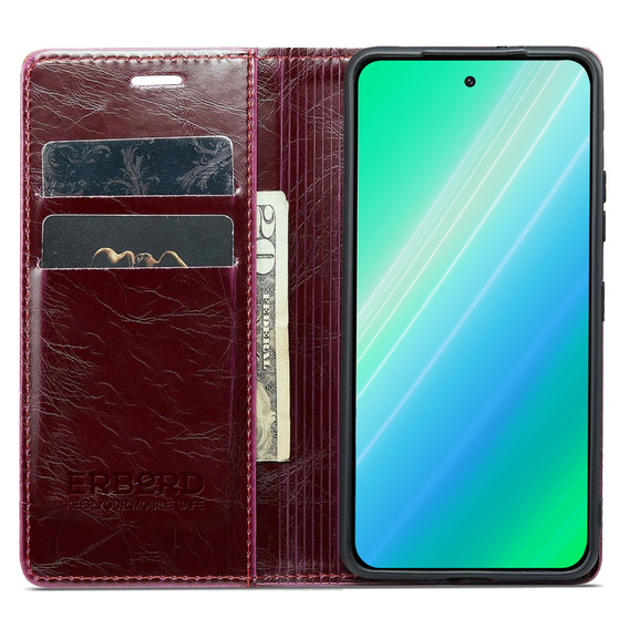 Klopové pouzdro pro Samsung Galaxy A54, ERBORD Waxy Wallet, červené