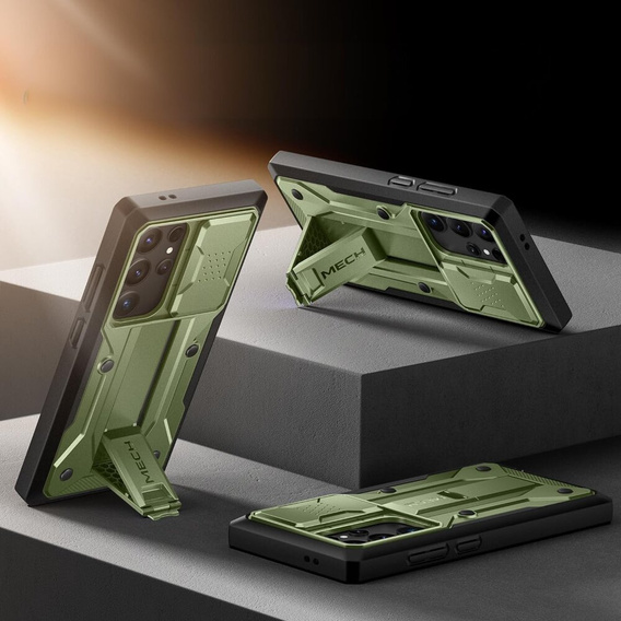 Pancéřové pouzdro pro Samsung Galaxy S24 Ultra, řada TONGATE MECH s kroužkem, zelené