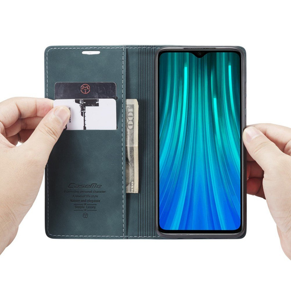 Pouzdro CASEME pro Xiaomi Redmi Note 8 Pro, Leather Wallet Case, tyrkysové