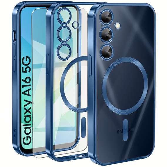 Pouzdro pro Samsung Galaxy A16, Electro MagSafe, modré + sklo na displej