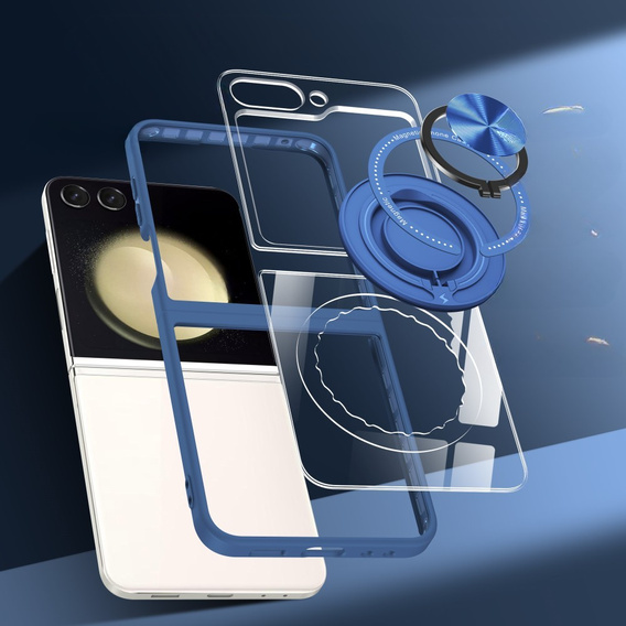 Pouzdro pro Samsung Galaxy Z Flip7 FE / Z Flip6, Corners Dropproof, pro MagSafe, transparentní / tmavě modré