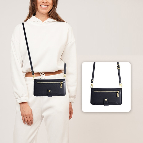 Klopové pouzdro pro Xiaomi Redmi Note 13 5G, Wallet Zipper Pocket, černé
