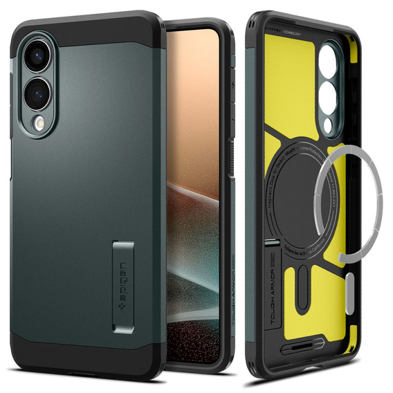 Pouzdro Spigen pro Samsung Galaxy A36 5G, Tough Armor Mag MagSafe, černé + 9H tvrzené sklo