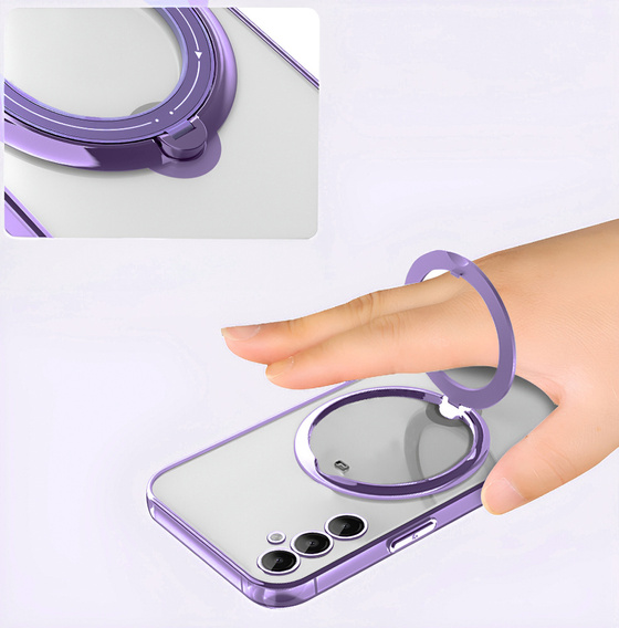 Magnetické pouzdro pro Samsung Galaxy A56, pro MagSafe, fialové + sklo 9H
