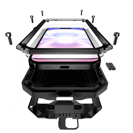 Pevné pouzdro R-JUST s krytem displeje a stojánkem pro iPhone 17