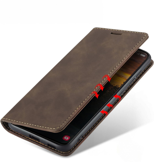 Pouzdro pro Samsung Galaxy A16, ERBORD Vintage peněženka s klopou, káva