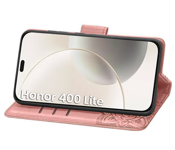 Klopové pouzdro pro Honor 400 Lite, Butterfly, růžové rose gold