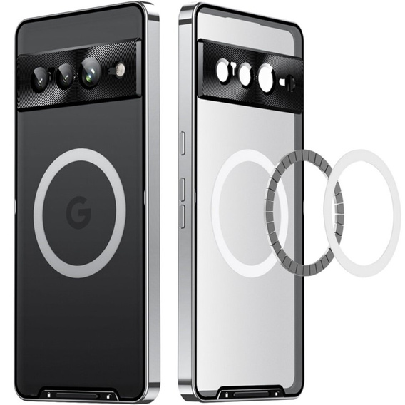 Ochranné pouzdro na fotoaparát pro Google Pixel 8 Pro, CamShield MagSafe, průhledná / stříbrná