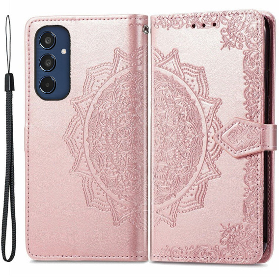 Klopové pouzdro pro Samsung Galaxy M35, Mandala, růžové rose gold