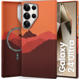 Pouzdro pro Samsung Galaxy S24 Ultra, Carbon Fiber MagSafe, oranžové