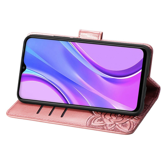 Klopové pouzdro pro Xiaomi Redmi 9, Butterfly, růžové rose gold