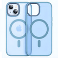 Pouzdro pro iPhone 13, pro MagSafe, ERBORD Matt Case, modrý + sklo na displej