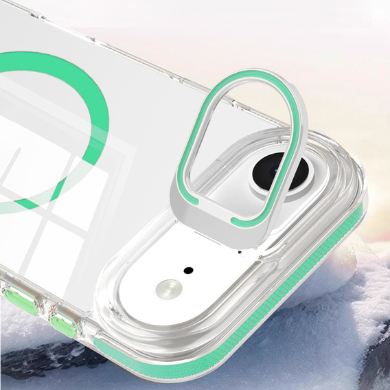 Pouzdro pro iPhone Air, pro MagSafe, se stojánkem, průhledné se zelenými vložkami