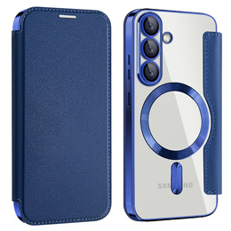 Pouzdro s klopou pro Samsung Galaxy A17 5G, RFID peněženka, pro MagSafe, transparentní / tmavě modré