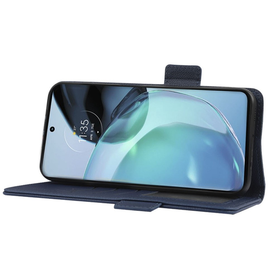 Klopové pouzdro pro Motorola Moto G72, Wallet Thin Magnet, námořnicky modré