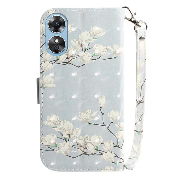 Klopové pouzdro pro Oppo A17, Light Spots Decor, flowers magnolia, šedé