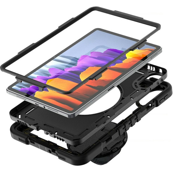 Pevné pouzdro pro Xiaomi Redmi Pad 2, se stojánkem a ramenním popruhem – černé