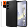 Pouzdro Spigen pro Samsung Galaxy S24, Liquid Air, černé + 9H tvrzené sklo