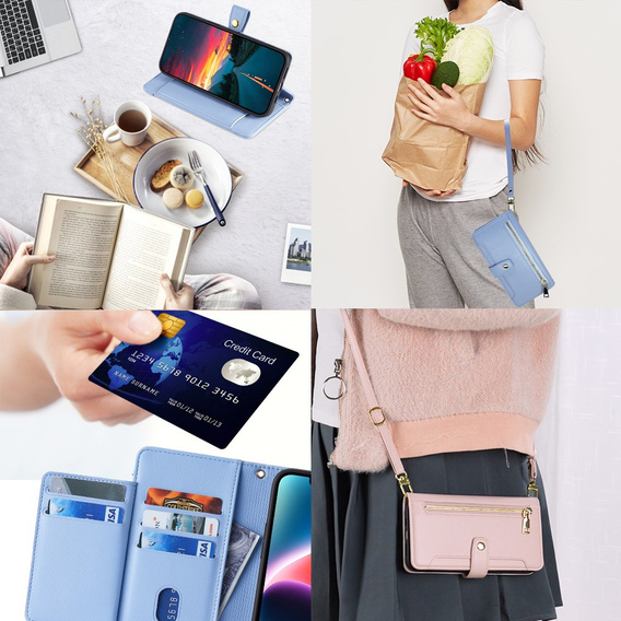 Klopové pouzdro pro Infinix Note 40 Pro, Wallet Zipper Pocket, modré