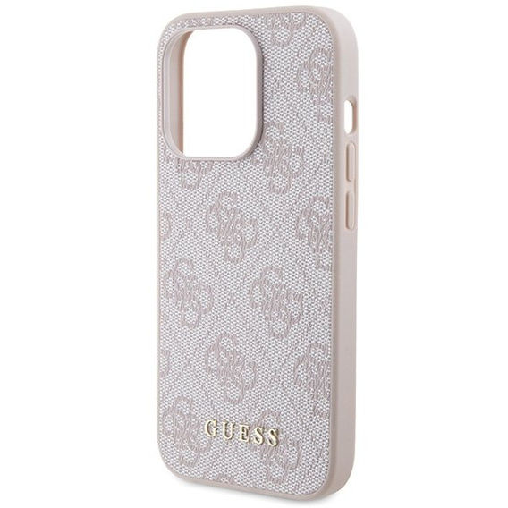 Pouzdro GUESS pro iPhone 15 Pro Max 4G Metal Gold Logo, růžové