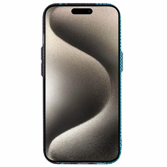 Pouzdro pro iPhone 15, Carbon Fiber MagSafe, černá / modrá