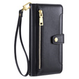 Klopové pouzdro pro Samsung Galaxy A16, Wallet Zipper Pocket, černé