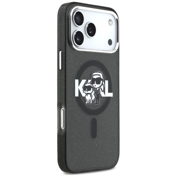 Pouzdro Karl Lagerfeld IML Glitter Karl & Choupette Sketch Logo MagSafe pro iPhone 17 Pro Max