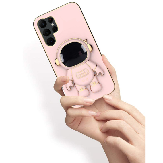 Pouzdro pro Samsung Galaxy S22 Ultra, Astronaut, růžové rose gold