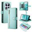 Klopové pouzdro pro Xiaomi Redmi Note 14 Pro 5G / Poco X7 5G, Wallet Zipper Pocket, zelené