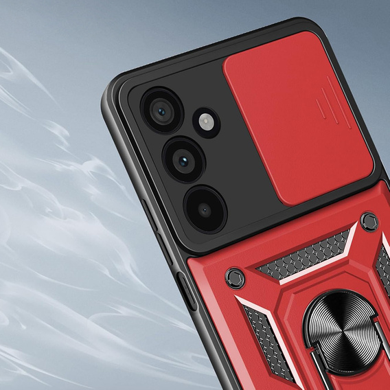 Pancéřové pouzdro pro Samsung Galaxy A17 5G, s ochranou fotoaparátu, se stojánkem, červené