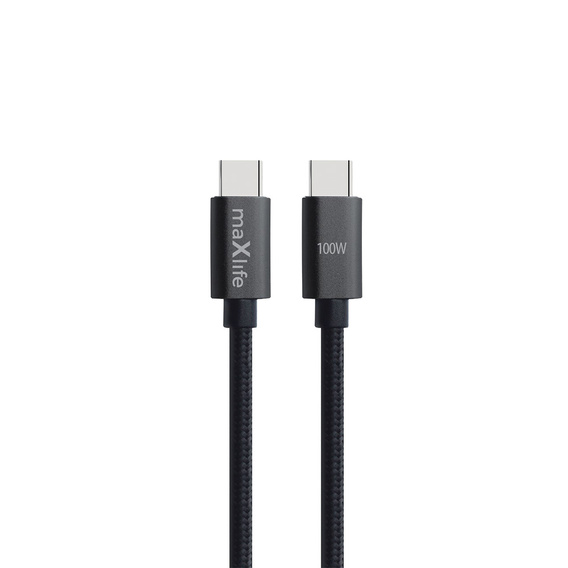 Kabel Maxlife MXUC-12 USB-C - USB-C 1,0 m 100W, černý