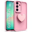 Pouzdro pro Samsung Galaxy A26, Silicone Heart, růžové + 9H tvrzené sklo