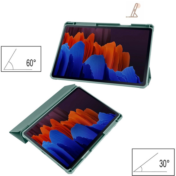 Pouzdro pro Samsung Galaxy Tab S7 Plus / Tab S7 FE, Smartcase Hybrid, se slotem na stylus, zelené