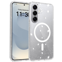 Brokatové pouzdro, pro MagSafe pro Samsung Galaxy S26 Plus, průhledné