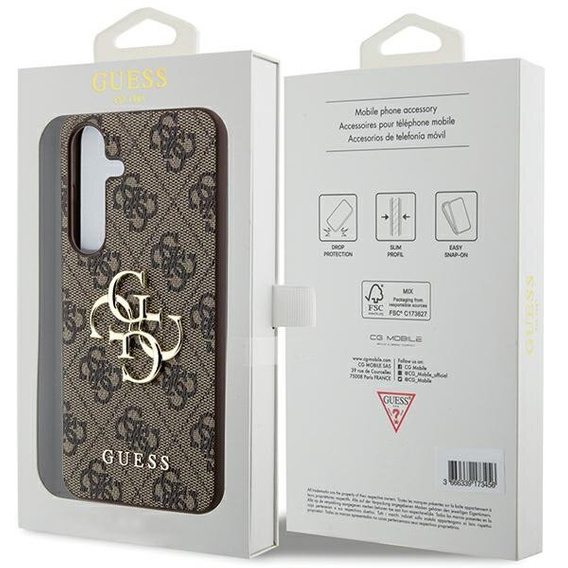 Pouzdro GUESS pro Samsung Galaxy A55, 4G Big Metal Logo, hnědé