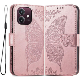 Klopové pouzdro pro Oppo A40 / Oppo A40m, Butterfly, růžové rose gold