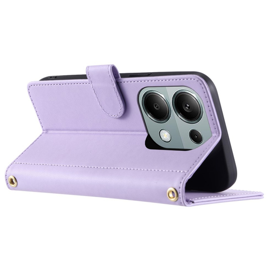 Pouzdro s klopou pro Xiaomi Redmi Note 13 Pro 4G / Xiaomi Redmi Note 14S / Xiaomi Poco M6 Pro 4G, Rhombus Crossbody Leather, fialové