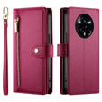 Klopové pouzdro pro Realme 14 Pro 5G, Wallet Zipper Pocket, červené