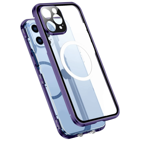 Magnetické pouzdro Dual Glass MagSafe pro iPhone 14 Pro, fialové
