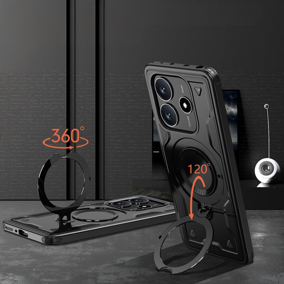 Pouzdro pro Xiaomi Redmi Note 14 5G, Military MagSafe, černé + 9H sklo