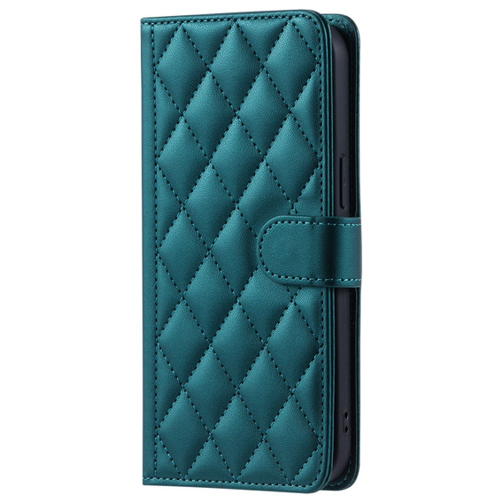 Pouzdro s klopou pro Samsung Galaxy A55 5G, Rhombus Crossbody Leather, tmavě zelené