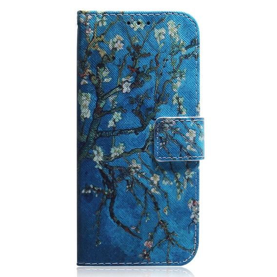 Klopové pouzdro pro Samsung Galaxy A14 4G/5G, Wallet, Sakura, modré