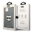 Pouzdro Karl Lagerfeld pro iPhone 14, Saffiano Choupette Head Patch, stříbrné