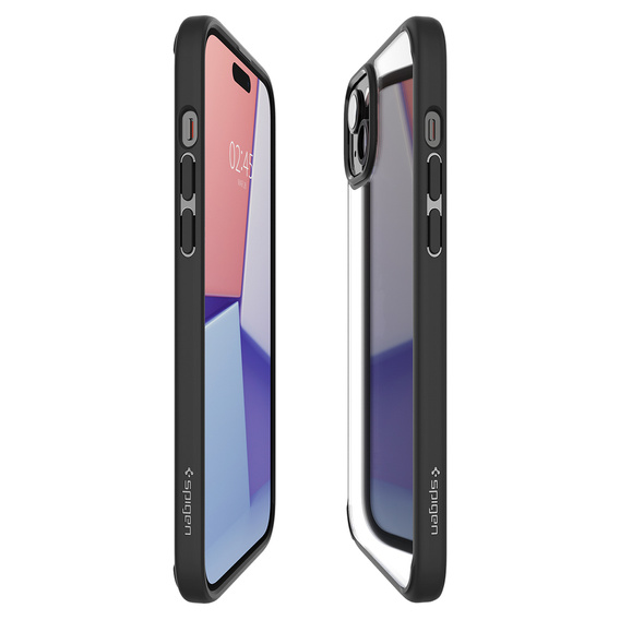 Pouzdro Spigen pro iPhone 15, Ultra Hybrid, černé + 9H tvrzené sklo