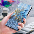 Klopové pouzdro pro Oppo A17, Wallet, Marble modré