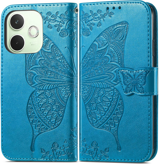 Klopové pouzdro pro Oppo A5 Pro 5G, Butterfly, modré