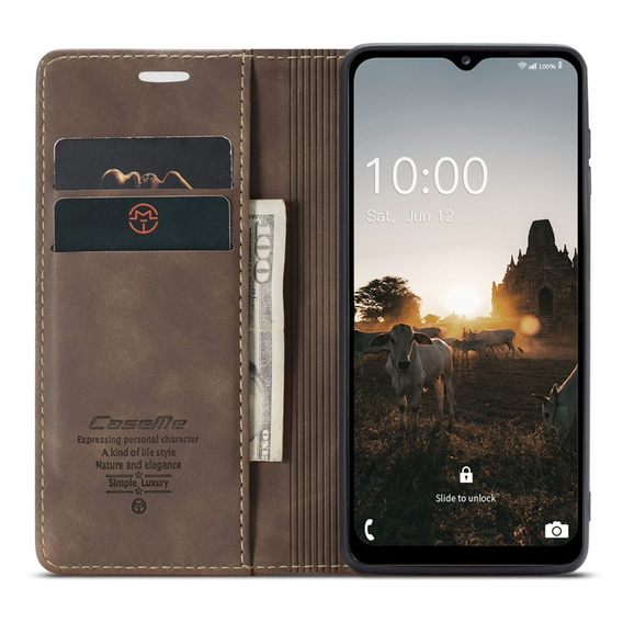 Pouzdro CASEME pro Samsung Galaxy M33 5G, Leather Wallet Case, hnědé