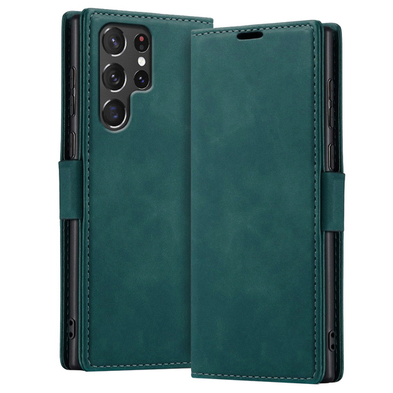 Pouzdro pro Samsung Galaxy S24 Ultra, ERBORD Vintage peněženka s klopou, zelené