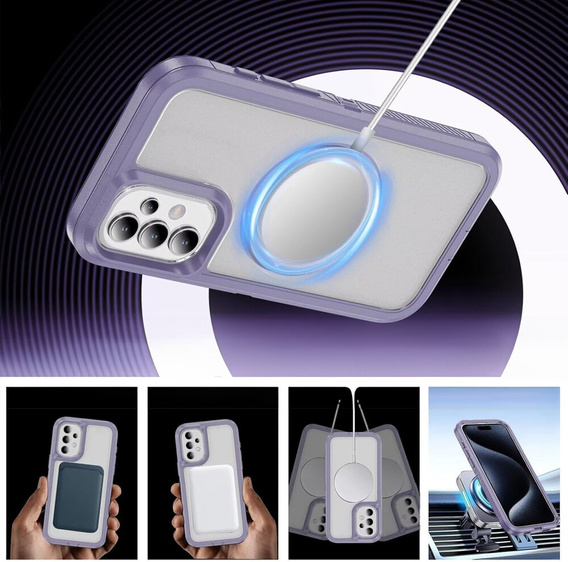 Pouzdro s rámečkem pro Samsung Galaxy S23 FE, pro MagSafe, transparentní / fialové